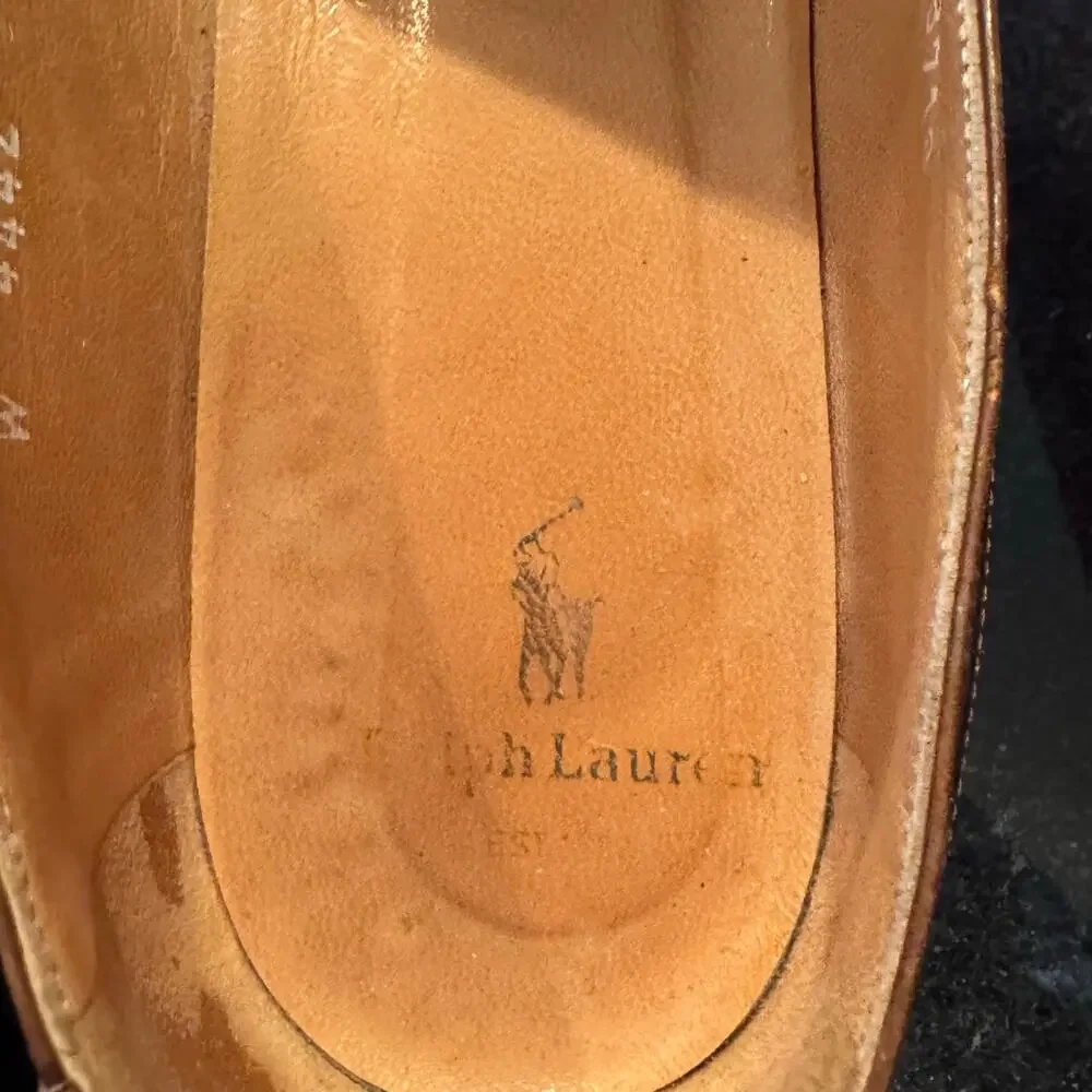Ralph Lauren Made in Italy Brown Leather Tassel Slip On Loafers Shoes Women's 7
